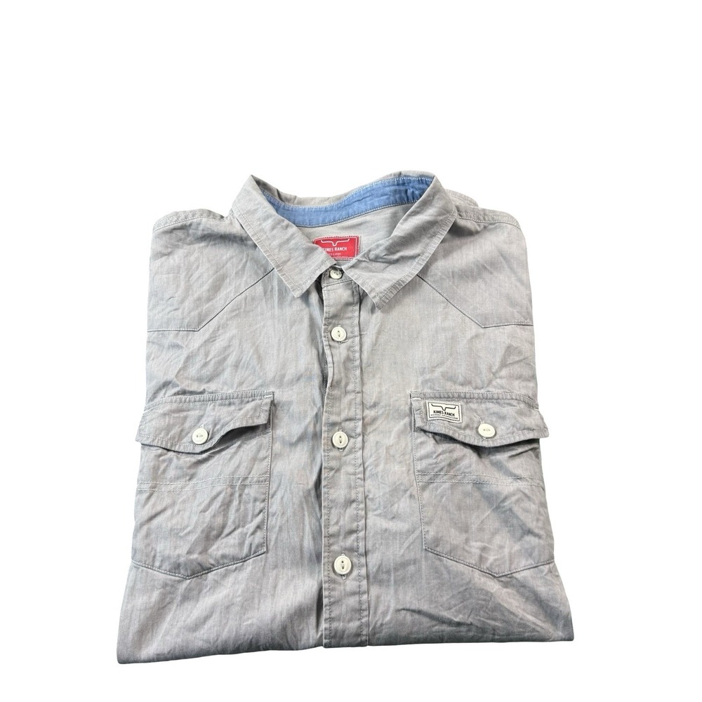 Kimes Ranch Mens Gray Cotton Utility Western Button Up Shirt Size 2XL XXL